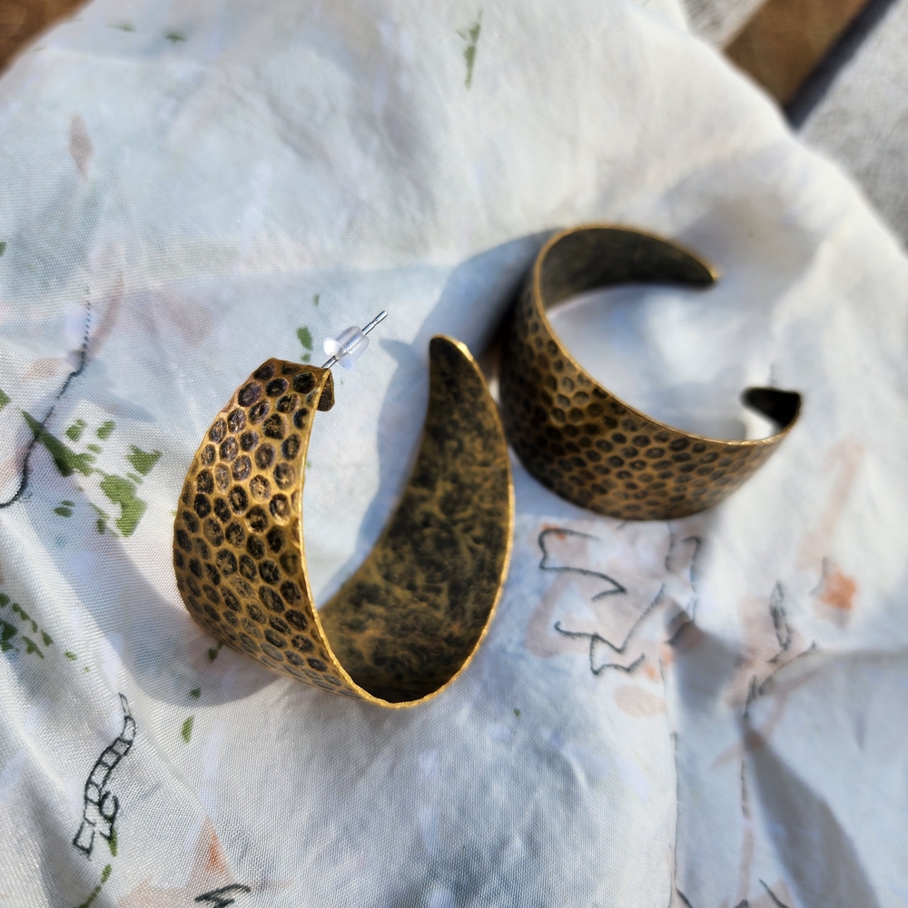 Textured Gold-Tone Hoop Earrings